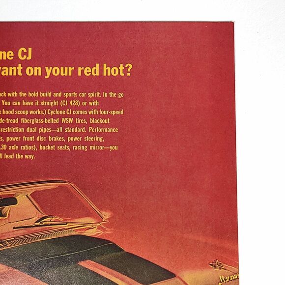 Vintage Lincoln Mercury Cyclone CJ Print Ad 1969 Hot Rod Garage Wall Art Decor - Picture 3 of 6